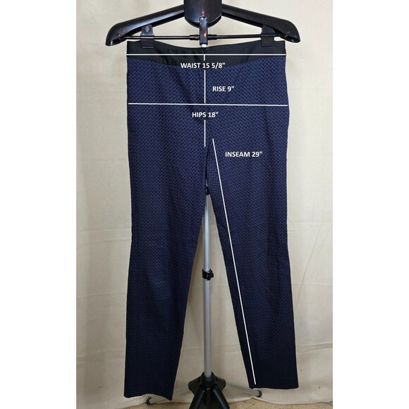 DKNY Midnight Blue Jacquard Dress Pants Size 4 Ankle Slim Trousers - 2010s - Picture 4 of 12